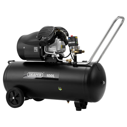 Draper 65396 100L Direct Drive V-Twin Air Compressor 2.2kW/3hp Draper