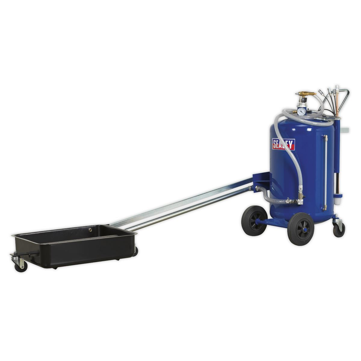 Sealey AK462DX Mobile Oil Drainer with Probes 80L Cantilever Air Discharge Sealey
