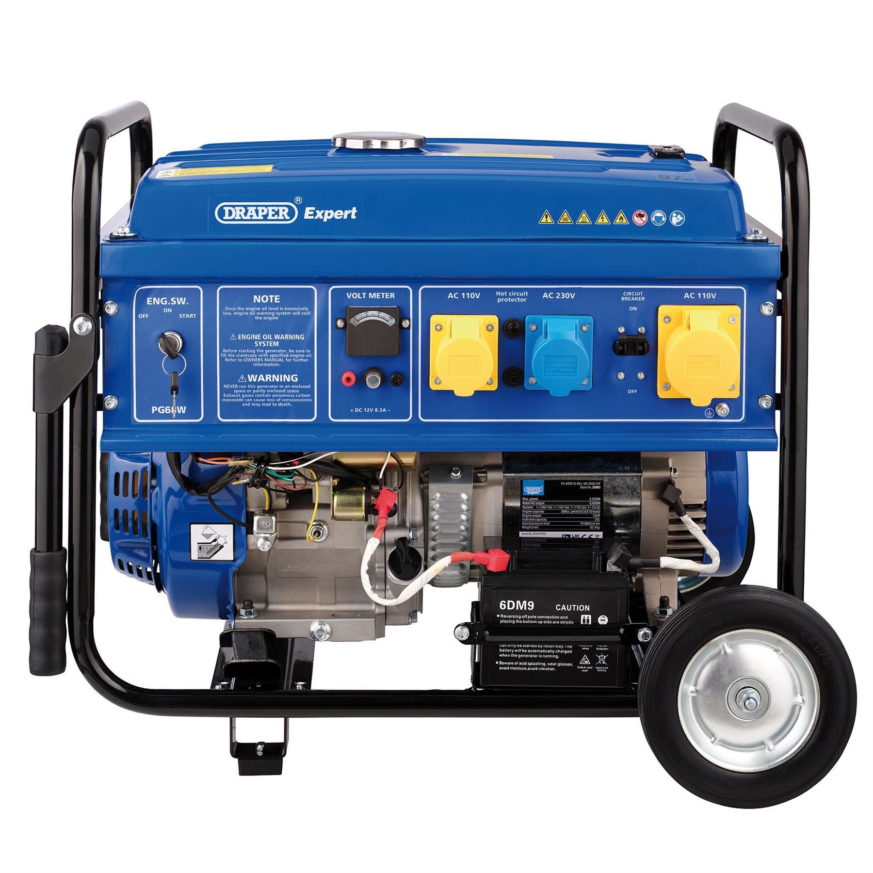 Draper 23987 Expert Petrol Generator with Wheels 5000W Draper
