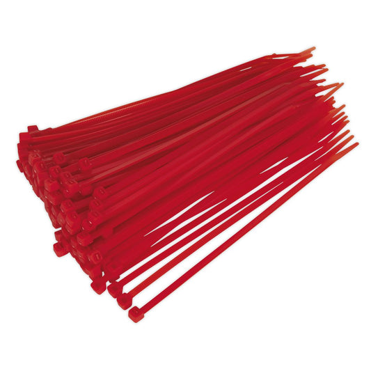Sealey CT20048P100R Cable Tie 200 x 4.4mm Red Pack of 100 Sealey