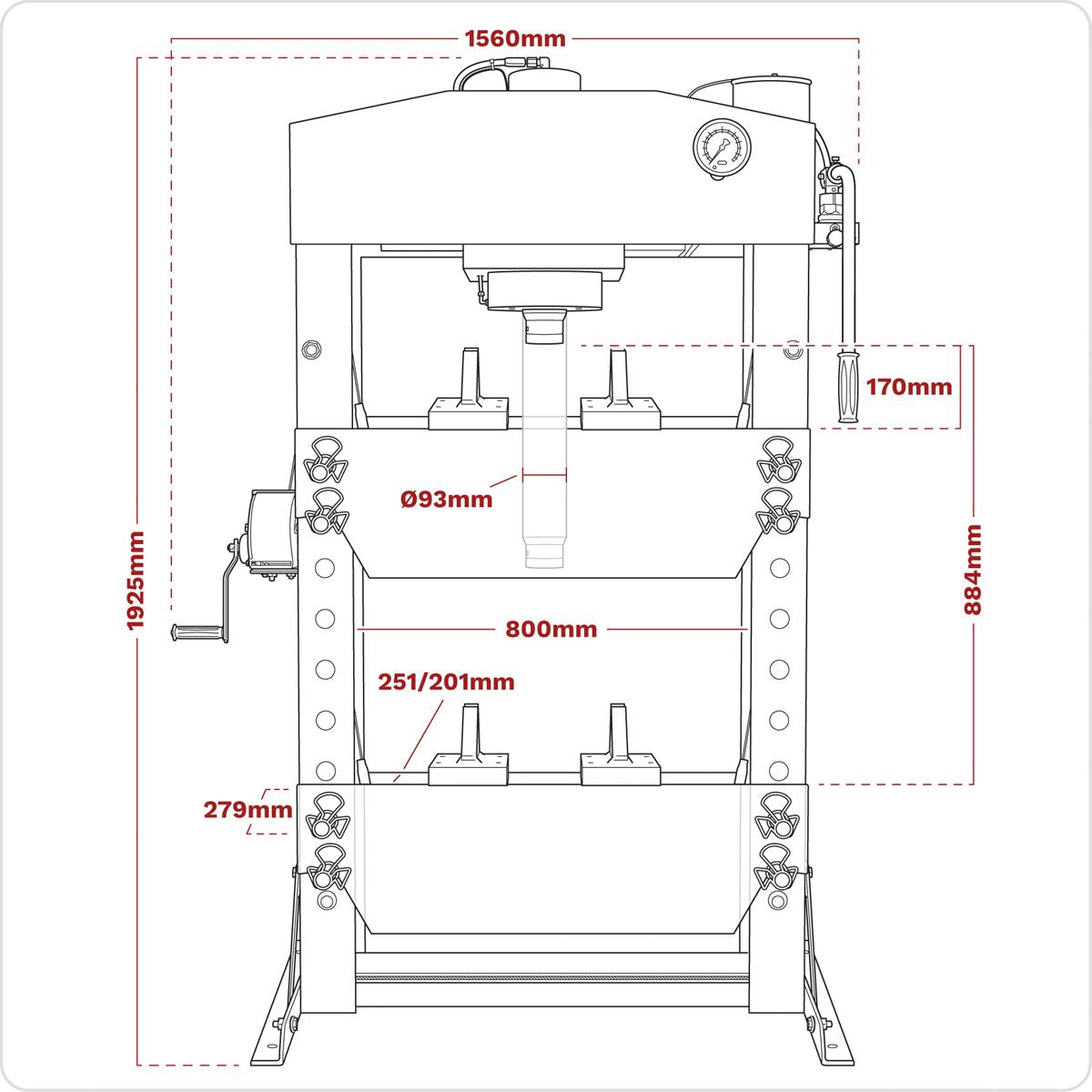 Sealey YK759F Premier Hydraulic Floor Type Press 75 Tonne Sealey