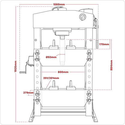 Sealey YK759F Premier Hydraulic Floor Type Press 75 Tonne Sealey