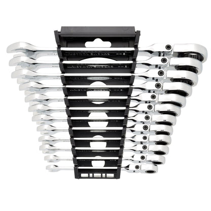 Draper 27733 HI-TORQ® Metric Flexible Head Ratchet Combination Spanner Set 12 Piece Draper