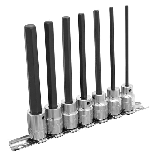 Sealey AK62254 Hex Socket Bit Set 7pc 3/8"Sq Drive 110mm Metric Sealey