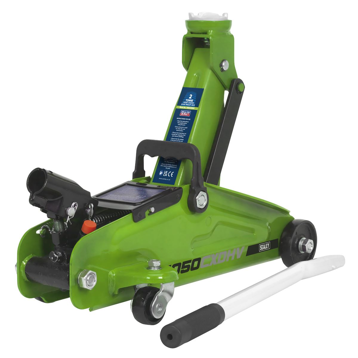 Sealey 1050CXDHV Short Chassis Trolley Jack with Storage Case 2 Tonne - Green Sealey