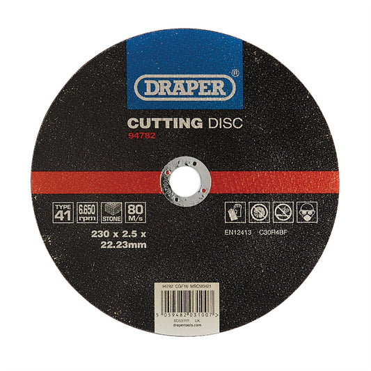Draper 94782 Flat Stone Cutting Disc 230 x 2.5 x 22.23mm Draper