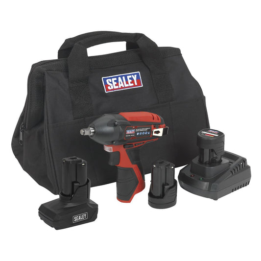 Sealey CP1204KITB Impact Wrench Kit 3/8"Sq Drive 12V Lithium-ion - 3 Batteries Sealey