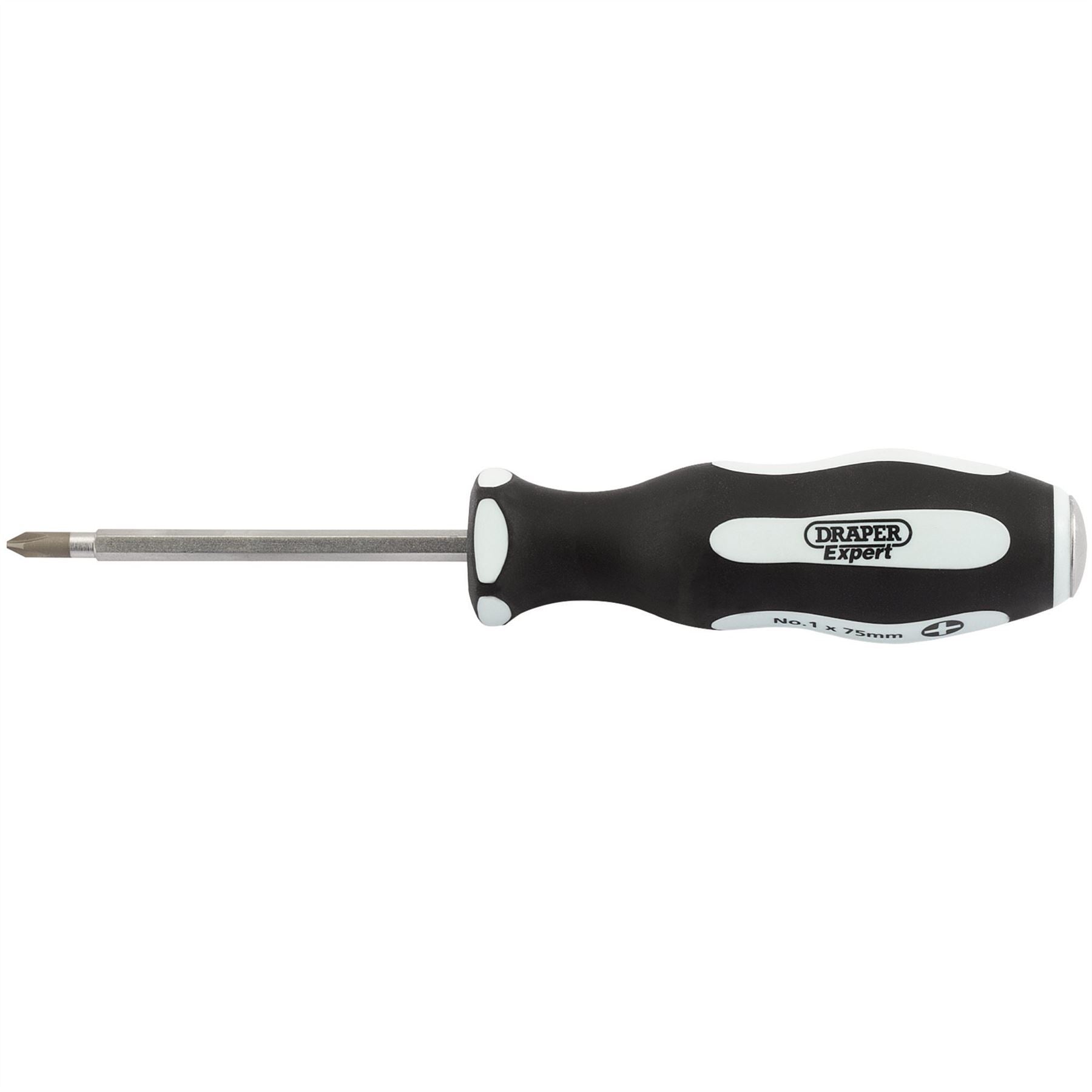 Draper 35210 Pound Thru' Cross Slot Soft Grip Screwdriver No.1 x 75mm Draper