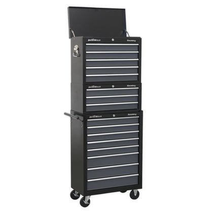 Sealey AP35STACK Tool Chest Combination 16 Drawer with Ball-Bearing Slides - Black/Grey Sealey