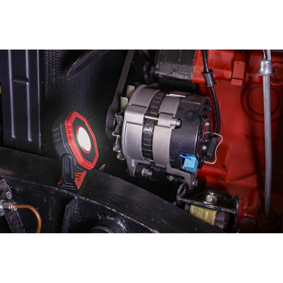 Sealey LED700PR Rechargeable Pocket Floodlight with Magnet 360° 7W COB LED - Red Sealey