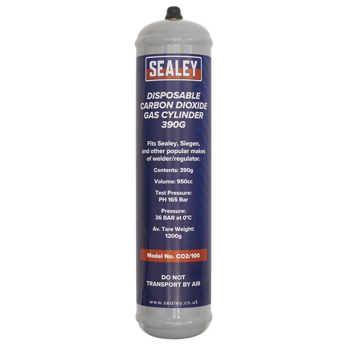 Sealey CO2/100/12 Gas Cylinder Disposable Carbon Dioxide 390g - Box of 12 Sealey