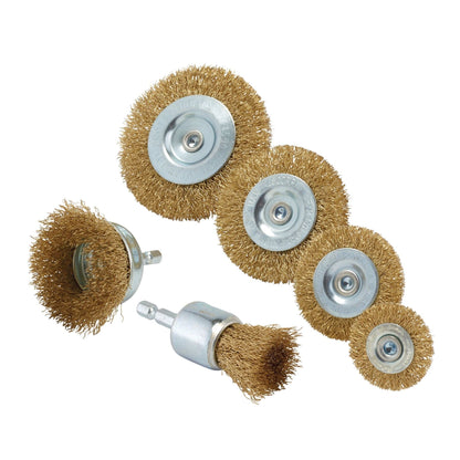 Draper 07436 Brassed Steel Crimped Wire Brush Set 6 Piece Draper