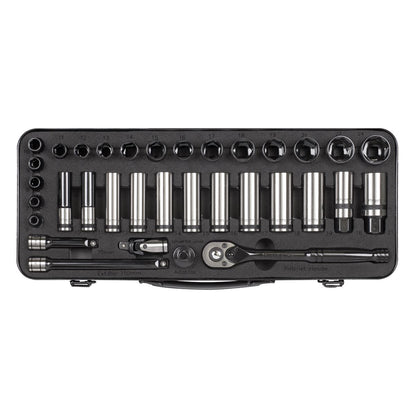 Sealey AK7971 Socket Set 34pc 3/8"Sq Drive WallDrive® Metric Premier Black Sealey