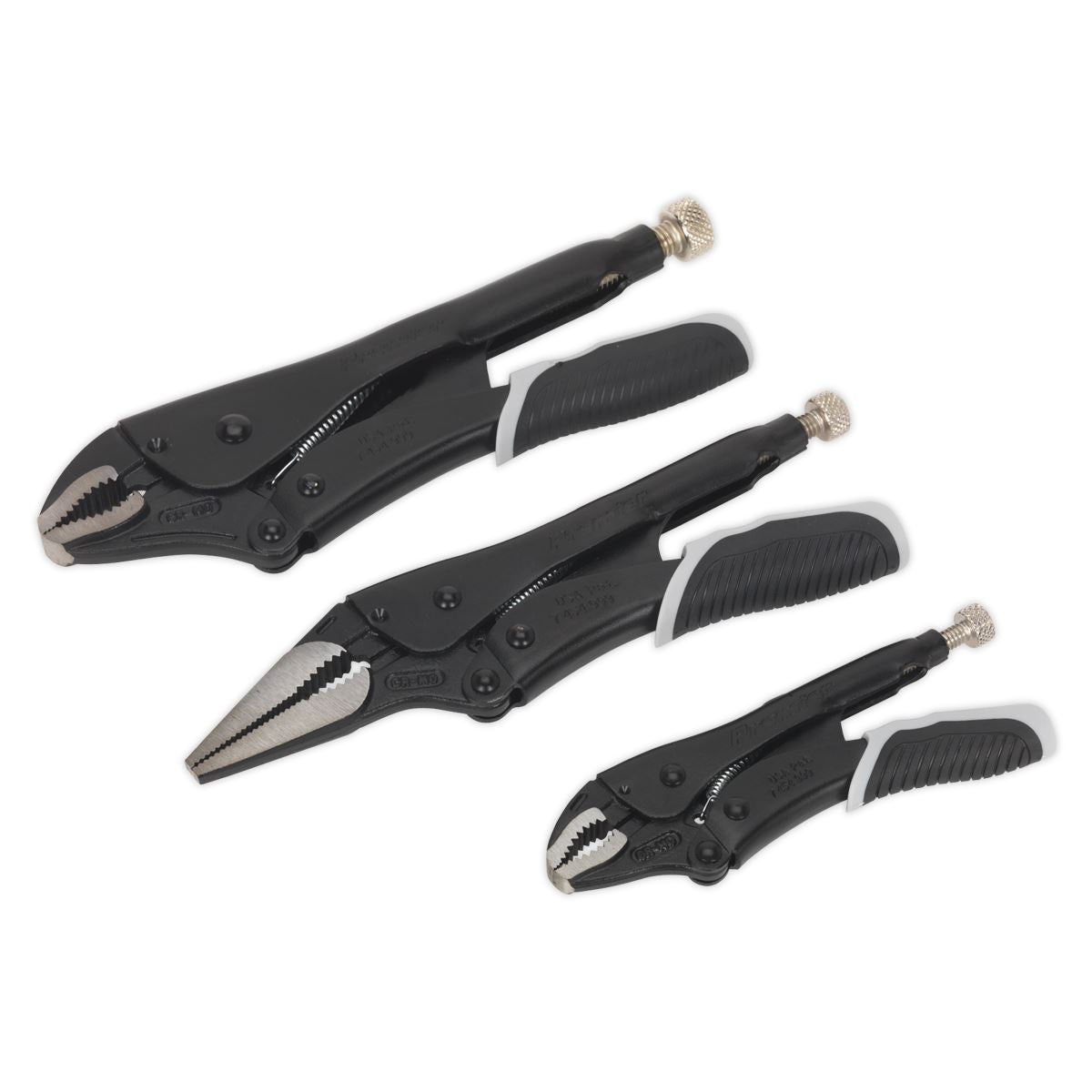 Sealey AK6863B Locking Pliers Set 3pc Quick Release - Premier Black Sealey