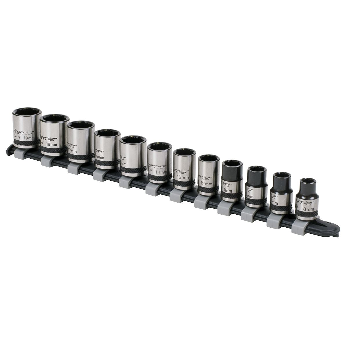 Sealey AK2741B Socket Set 12pc 3/8"Sq Drive Lock-On™ 6pt Metric - Premier Black Sealey