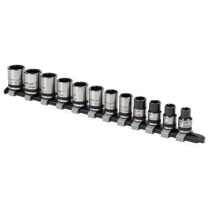 Sealey AK2741B Socket Set 12pc 3/8"Sq Drive Lock-On™ 6pt Metric - Premier Black Sealey