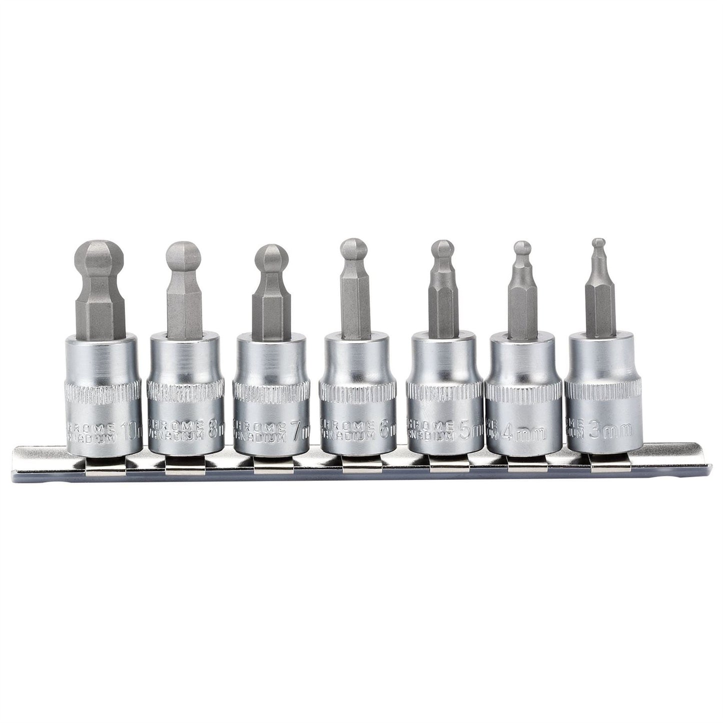 Draper 16296 Ball-end Hex. Socket Bit Set 3/8" Sq. Dr. 48mm 7 Piece Draper