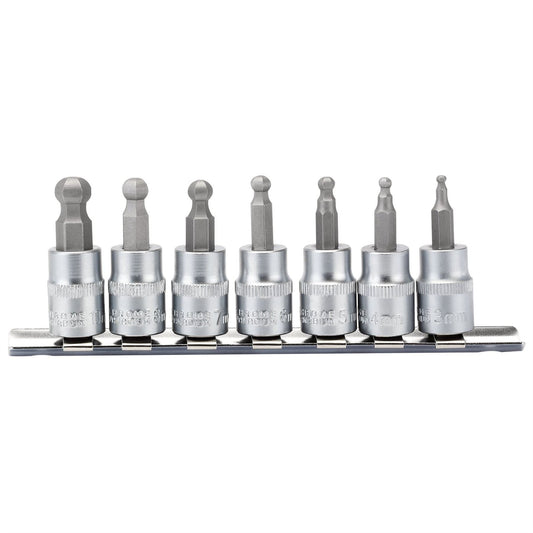 Draper 16296 Ball-end Hex. Socket Bit Set 3/8" Sq. Dr. 48mm 7 Piece Draper