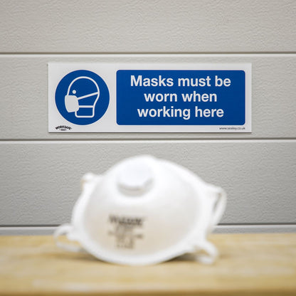 Sealey SS57V10 Mandatory Safety Sign - Masks Must Be Worn - Self-Adhesive Vinyl - Pack of 10 Sealey