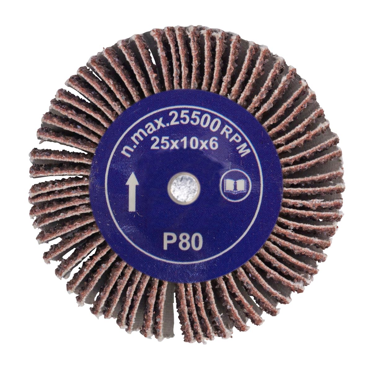 Sealey FW251080 Flap Wheel Ø25 x 10mm 6mm Shaft 80Grit Sealey