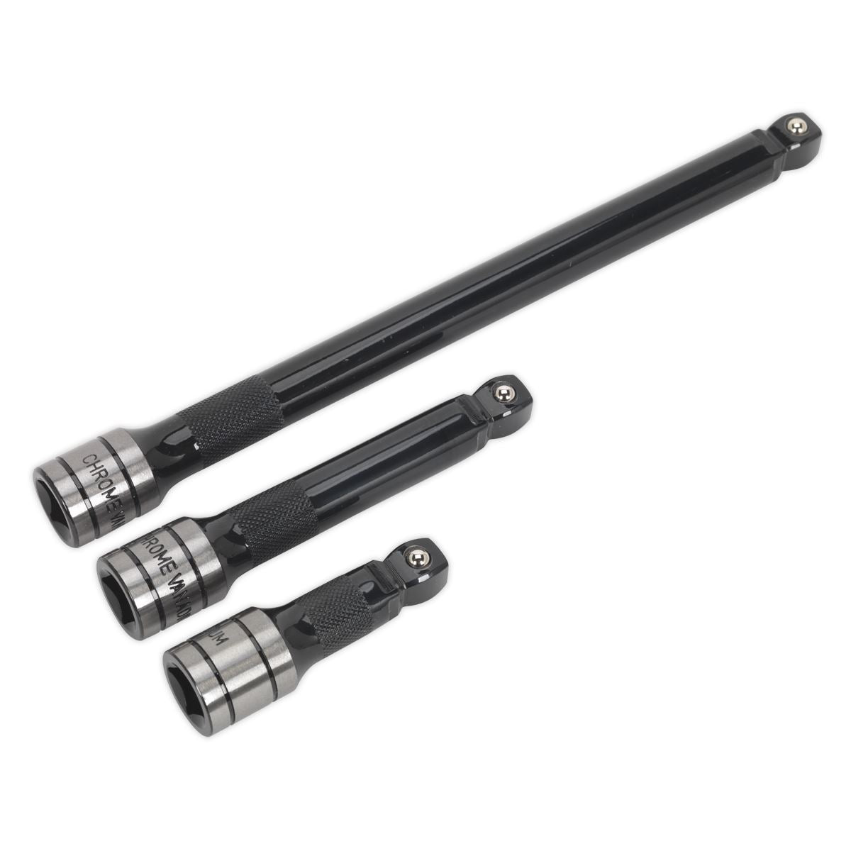 Sealey AK7692 Wobble/Rigid Extension Bar Set 3pc 1/2"Sq Drive - Premier Black Sealey