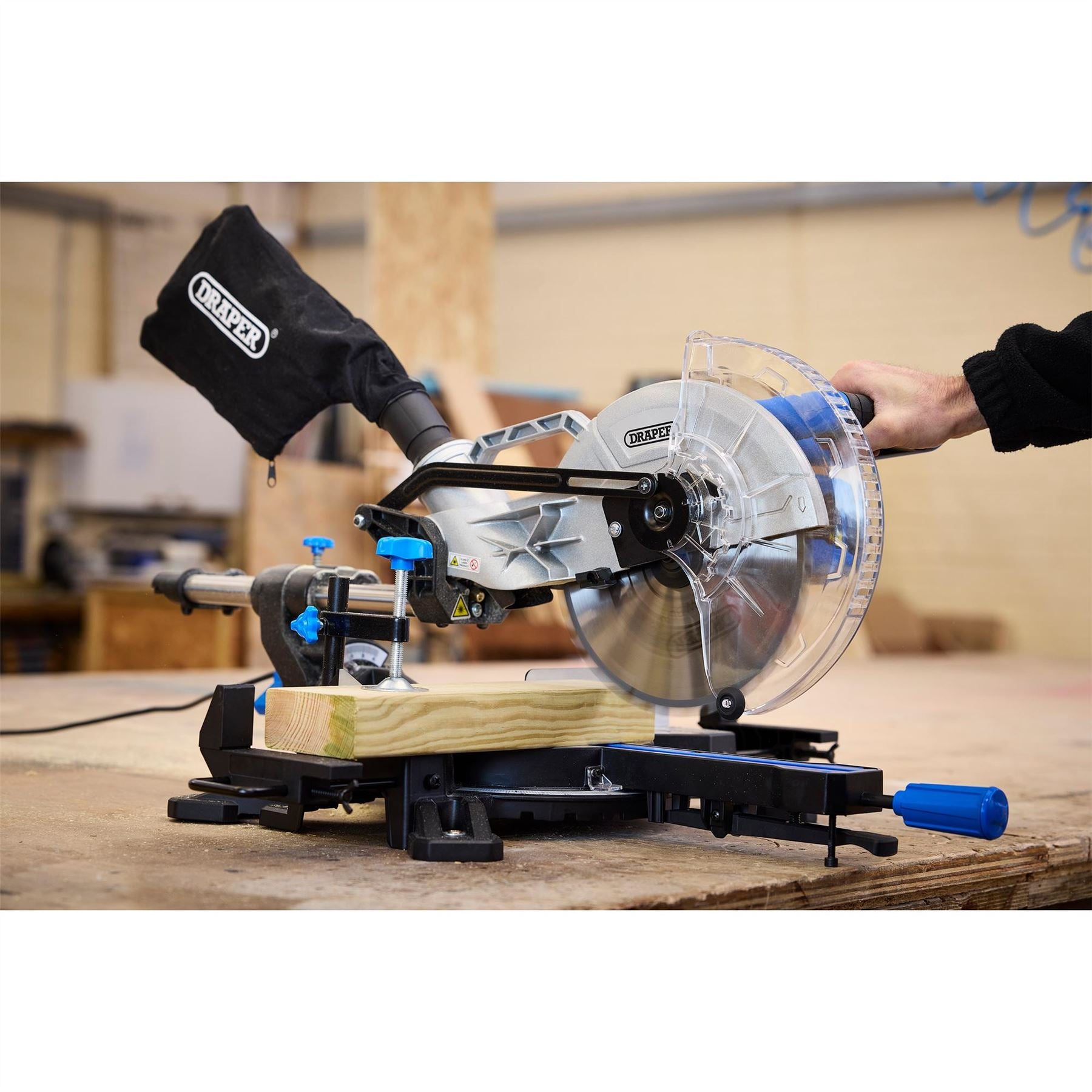 Draper 90170 230V Sliding Compound Mitre Saw 255mm 1800W Draper