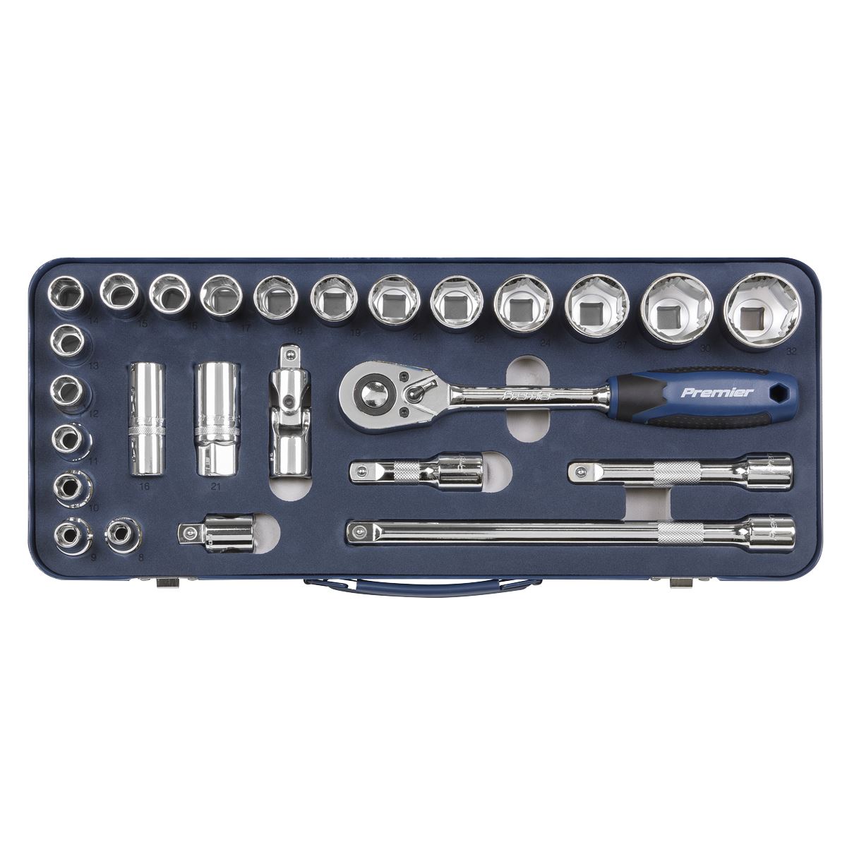 Sealey AK27482 Socket Set 26pc 1/2"Sq Drive Lock-On™ 6pt Metric Sealey