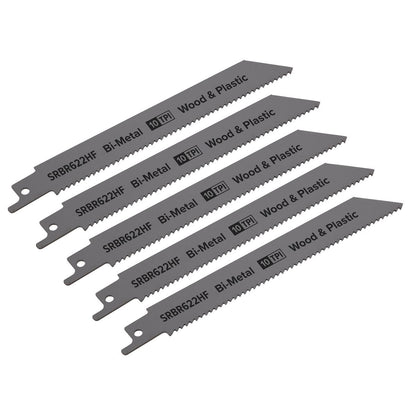 Sealey SRBR622HF Reciprocating Saw Blade Wood & Plastics 150mm 10tpi - Pack of 5 Sealey