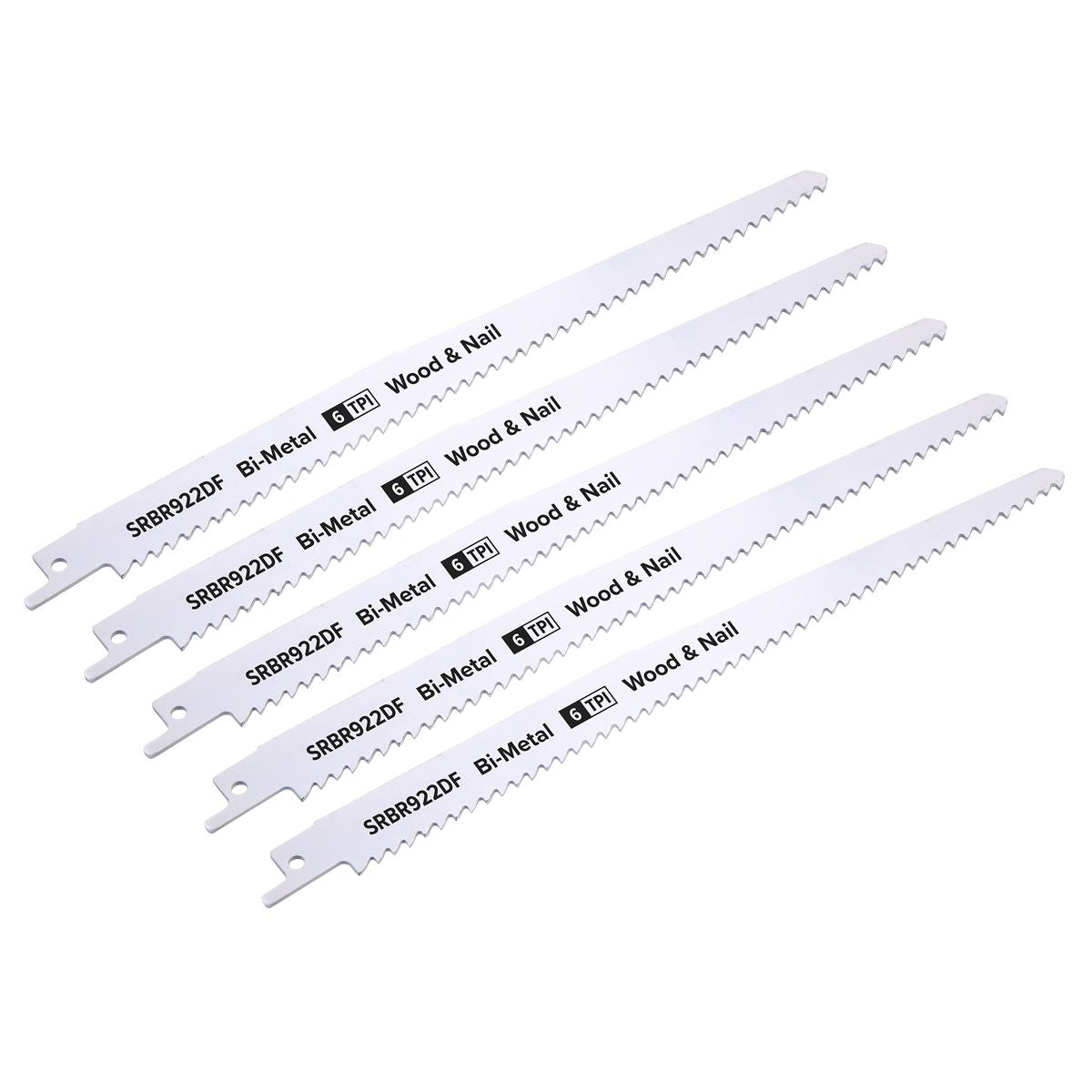 Sealey SRBR922DF Reciprocating Saw Blade Wood & Nail 230mm 6tpi - Pack of 5 Sealey