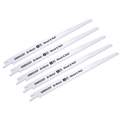 Sealey SRBR922DF Reciprocating Saw Blade Wood & Nail 230mm 6tpi - Pack of 5 Sealey