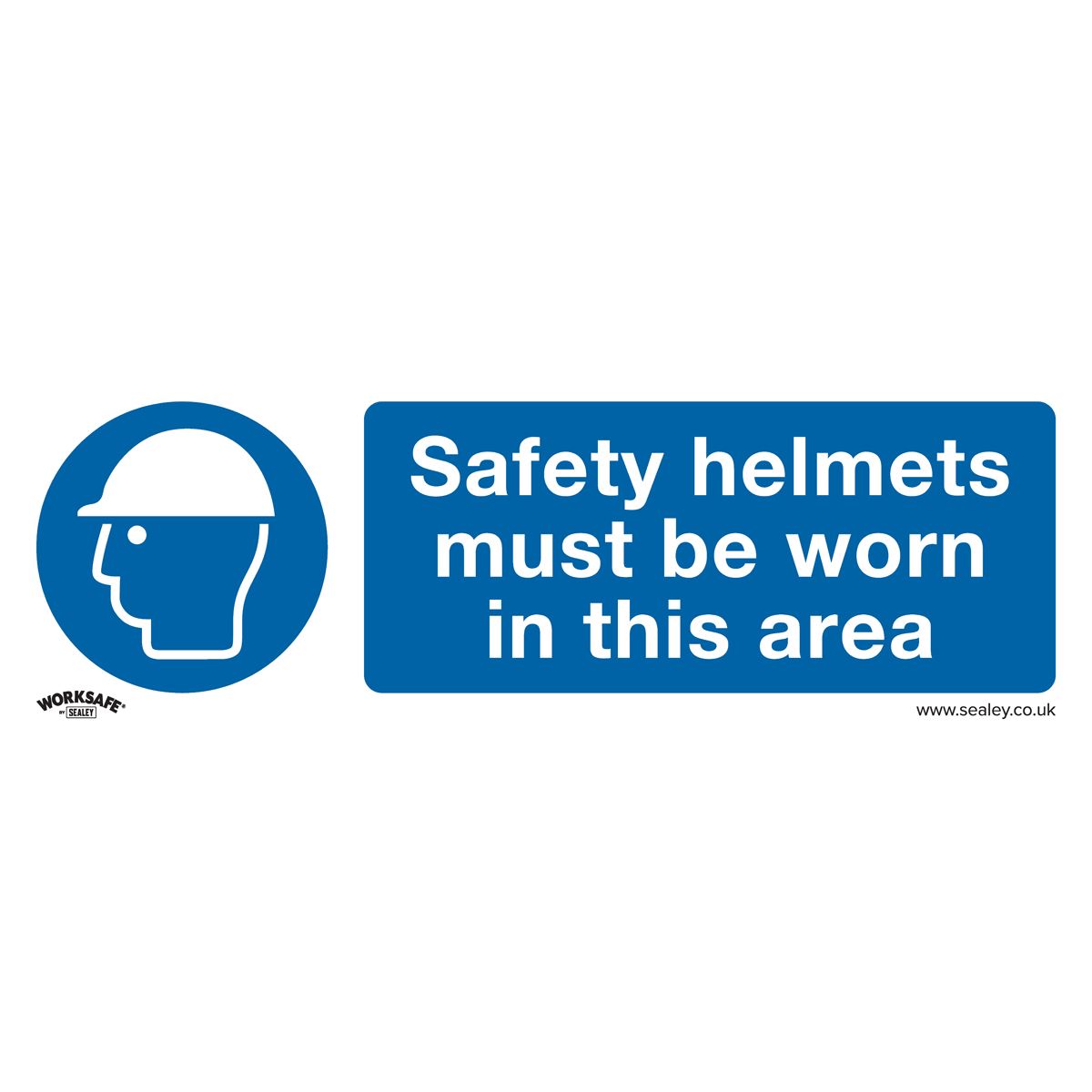 Sealey SS8P1 Mandatory Safety Sign - Safety Helmets Must Be Worn In This Area - Rigid Plastic Sealey