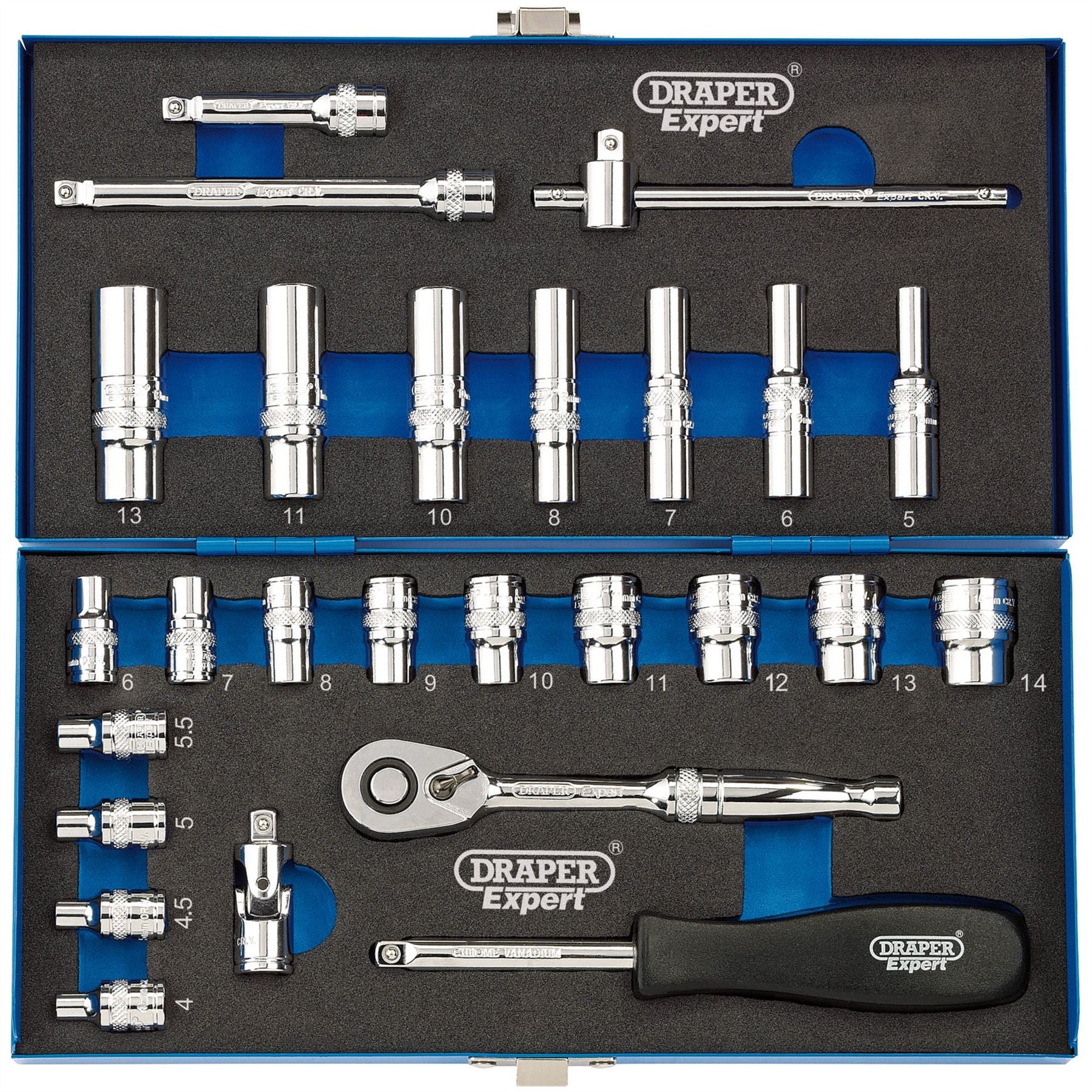 Draper 16476 Metric Socket Set 1/4" Sq. Dr. 26 Piece Draper