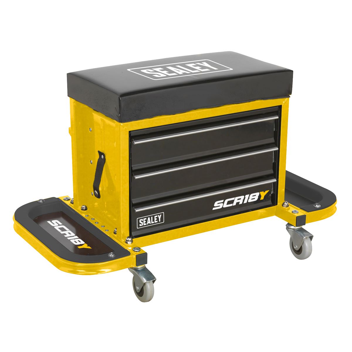 Sealey SCR18Y Mechanic's Utility Seat & Toolbox - Yellow Sealey