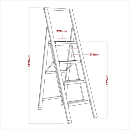 Sealey APSL4 Aluminium Professional Folding Step Ladder 4-Step 150kg Capacity Sealey