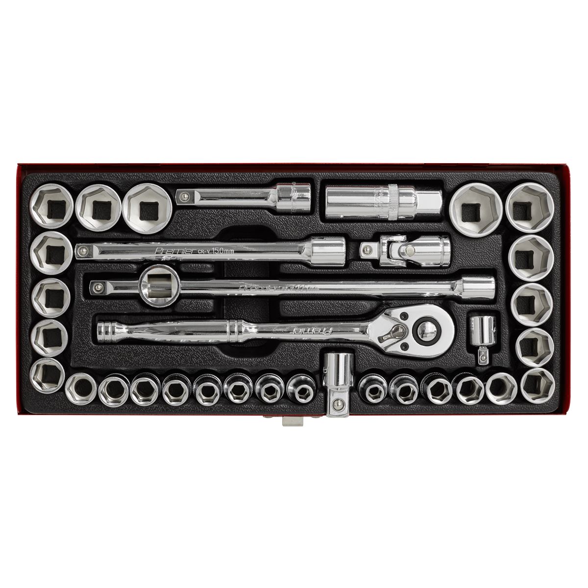 Sealey AK691 Socket Set 35pc 3/8"Sq Drive 6pt WallDrive® - Metric/Imperial Sealey
