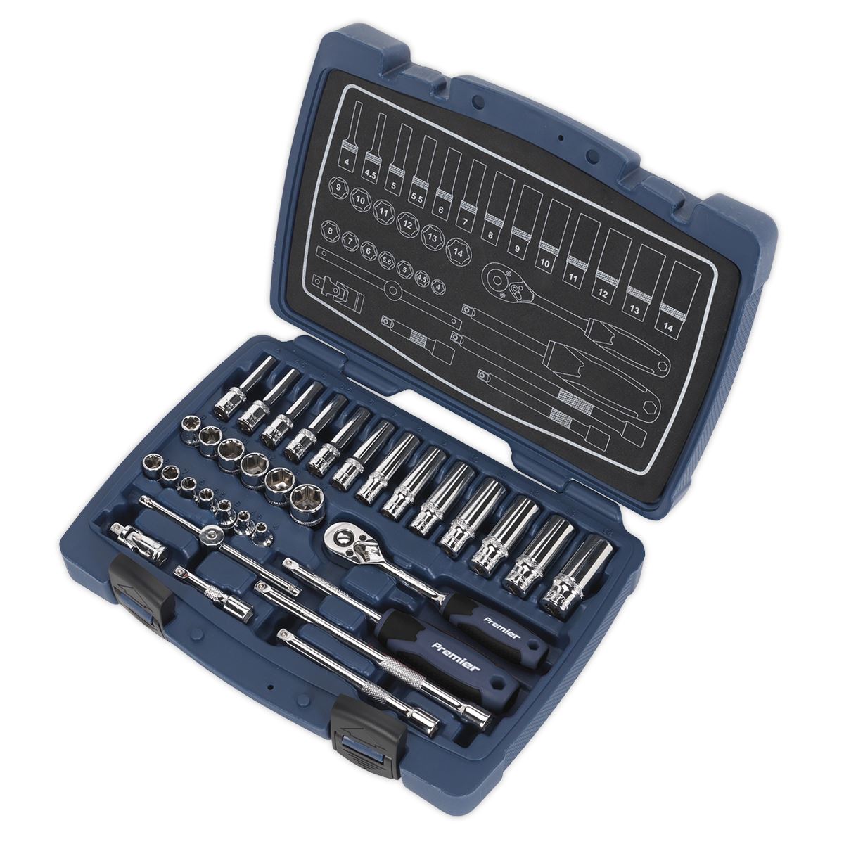 Sealey AK8990 Socket Set 33pc 1/4"Sq Drive 6pt WallDrive® Metric Sealey