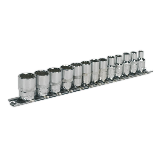 Sealey AK2680 Socket Set 13pc 1/4"Sq Drive 12pt WallDrive® Metric Sealey