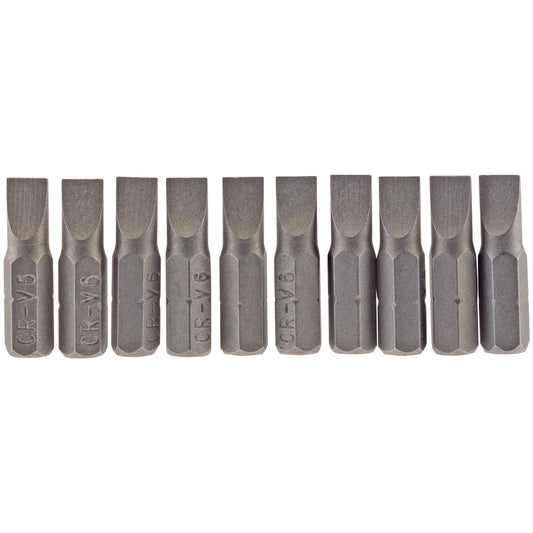 Draper 64031 Plain Slot Insert Bit 6mm 1/4" Hex 25mm Long Pack of 10 Draper