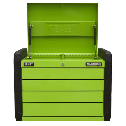Sealey APPD4G 4 Drawer Push-to-Open Topchest with Ball-Bearing Slides - Green Sealey