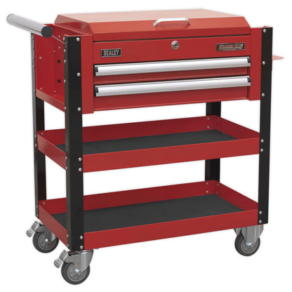 Sealey AP760M Heavy-Duty Mobile Tool & Parts Trolley 2 Drawers & Lockable Top - Red Sealey