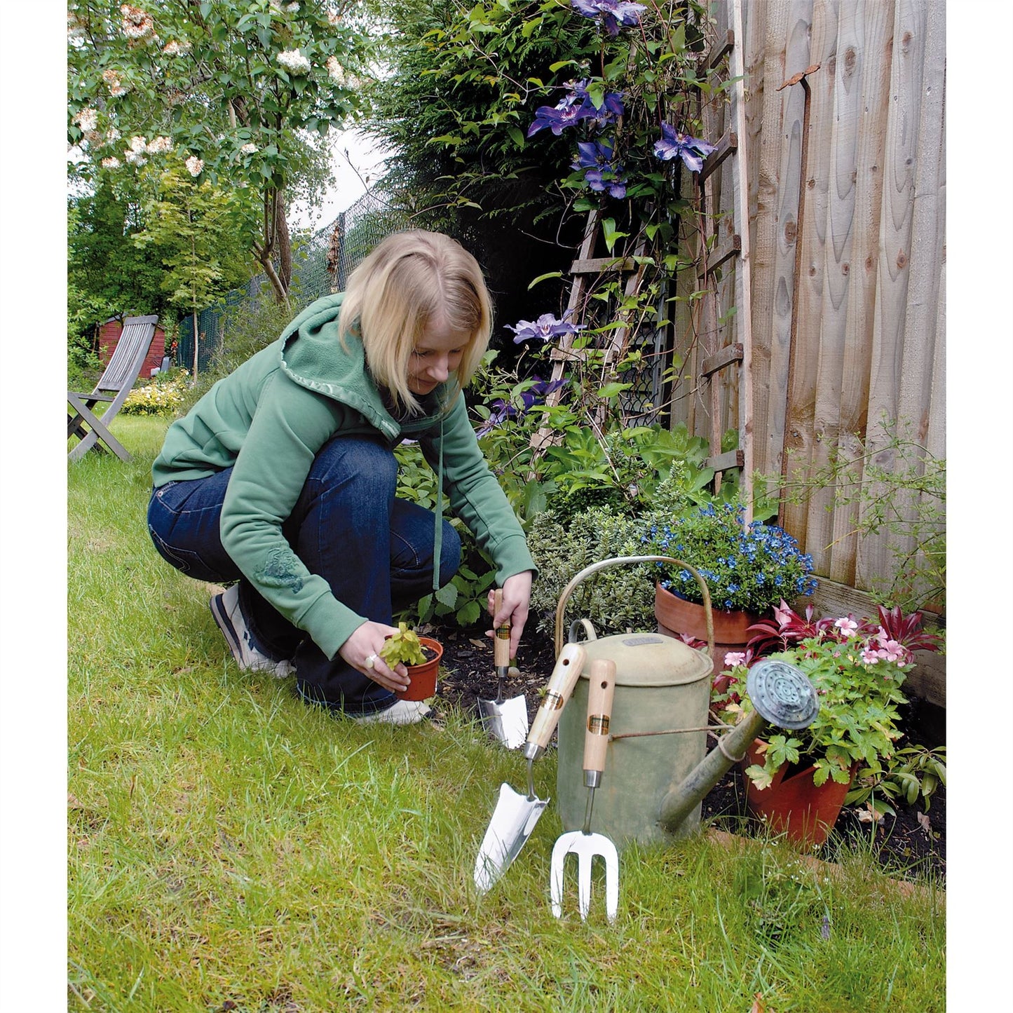 Draper 09565 Heritage Stainless Steel Hand Fork and Trowels Set with Ash Handles 3 Piece Draper