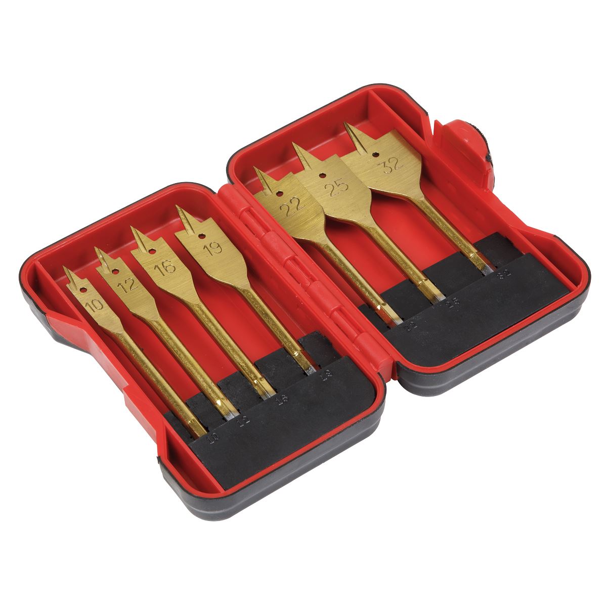 Sealey AK3707FW Flat Wood Drill Bit Set 7pc Titanium Coated Sealey