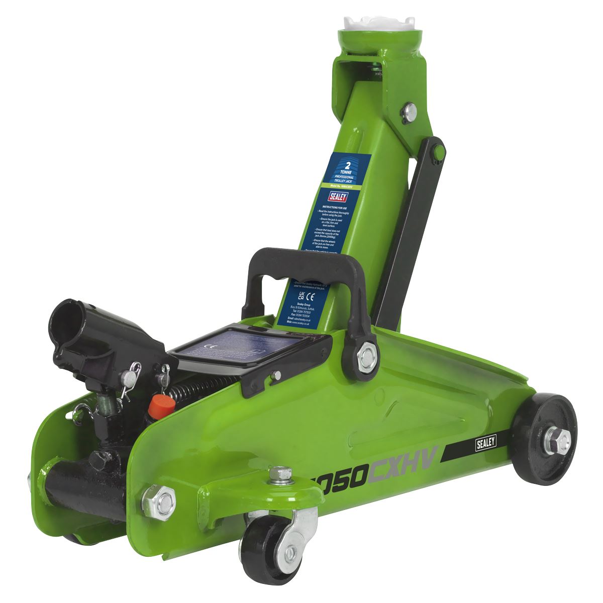 Sealey 1050CXHV Short Chassis Trolley Jack 2 Tonne - Green Sealey
