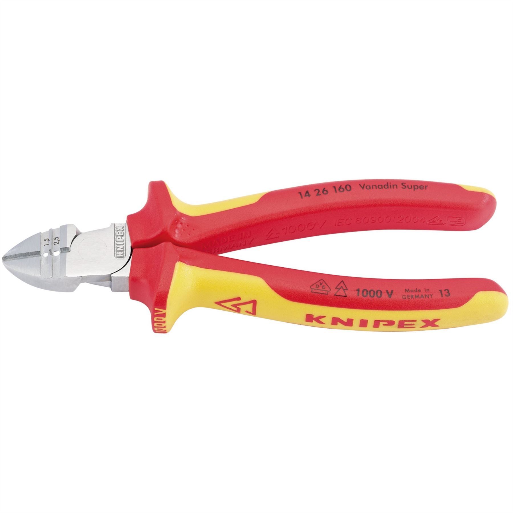 Knipex 34055 14 26 160 SB VDE Fully Insulated Diagonal Wire Strippers and Cutter160mm Knipex