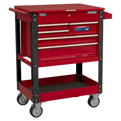 Sealey AP890M Heavy-Duty Mobile Tool & Parts Trolley with 5 Drawers & Lockable Top Sealey