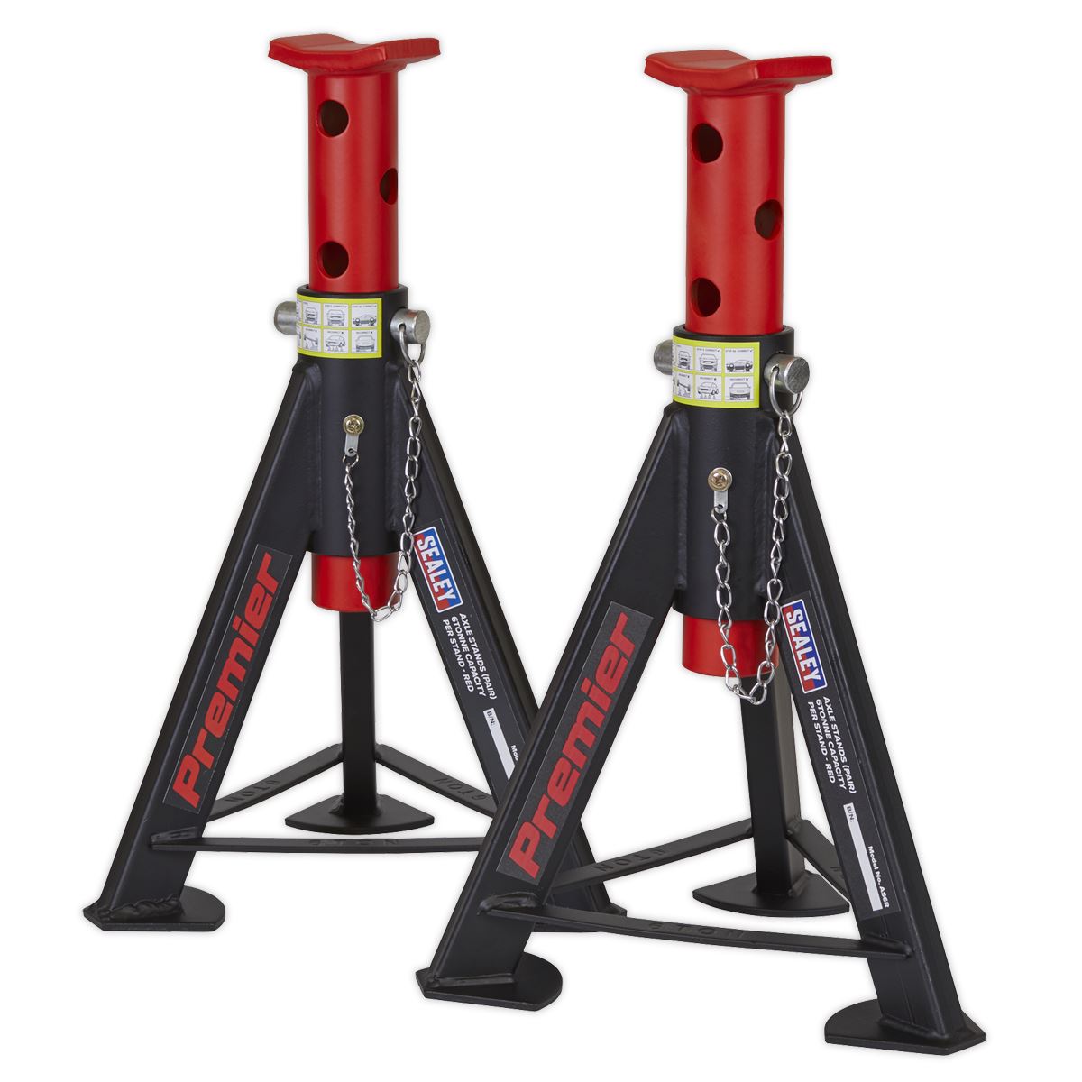 Sealey AS6R Premier Axle Stands (Pair) 6 Tonne Capacity per Stand - Red Sealey