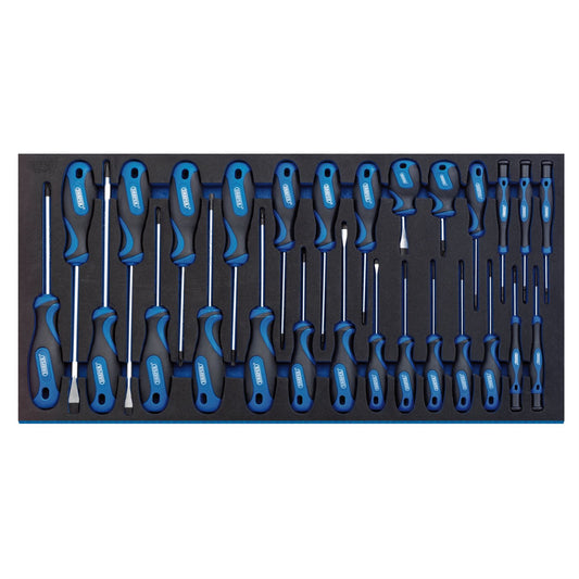 Draper 63406 Soft Grip Screwdriver Set in Full Drawer EVA Insert Tray 27 Piece Draper
