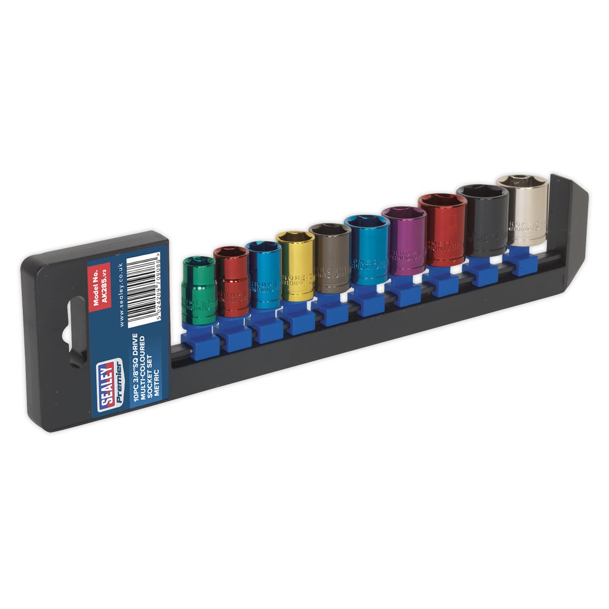 Sealey AK285 Multi-Coloured Socket Set 10pc 3/8"Sq Drive 6pt WallDrive® Metric Sealey