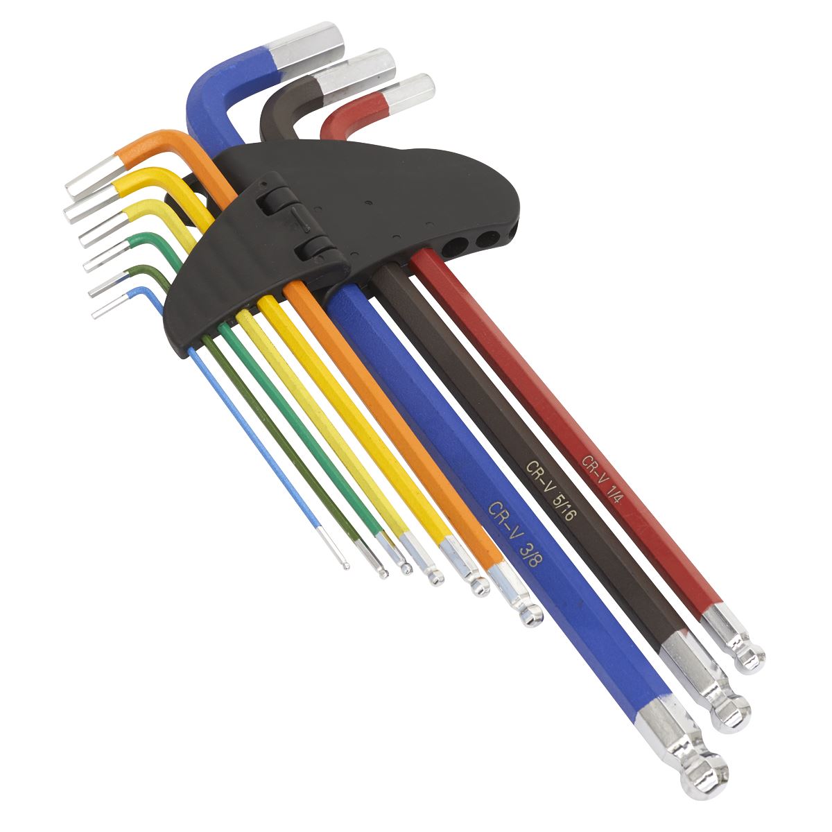 Sealey AK7198 Ball-End Hex Key Set Extra-Long 9pc Colour-Coded Imperial Sealey