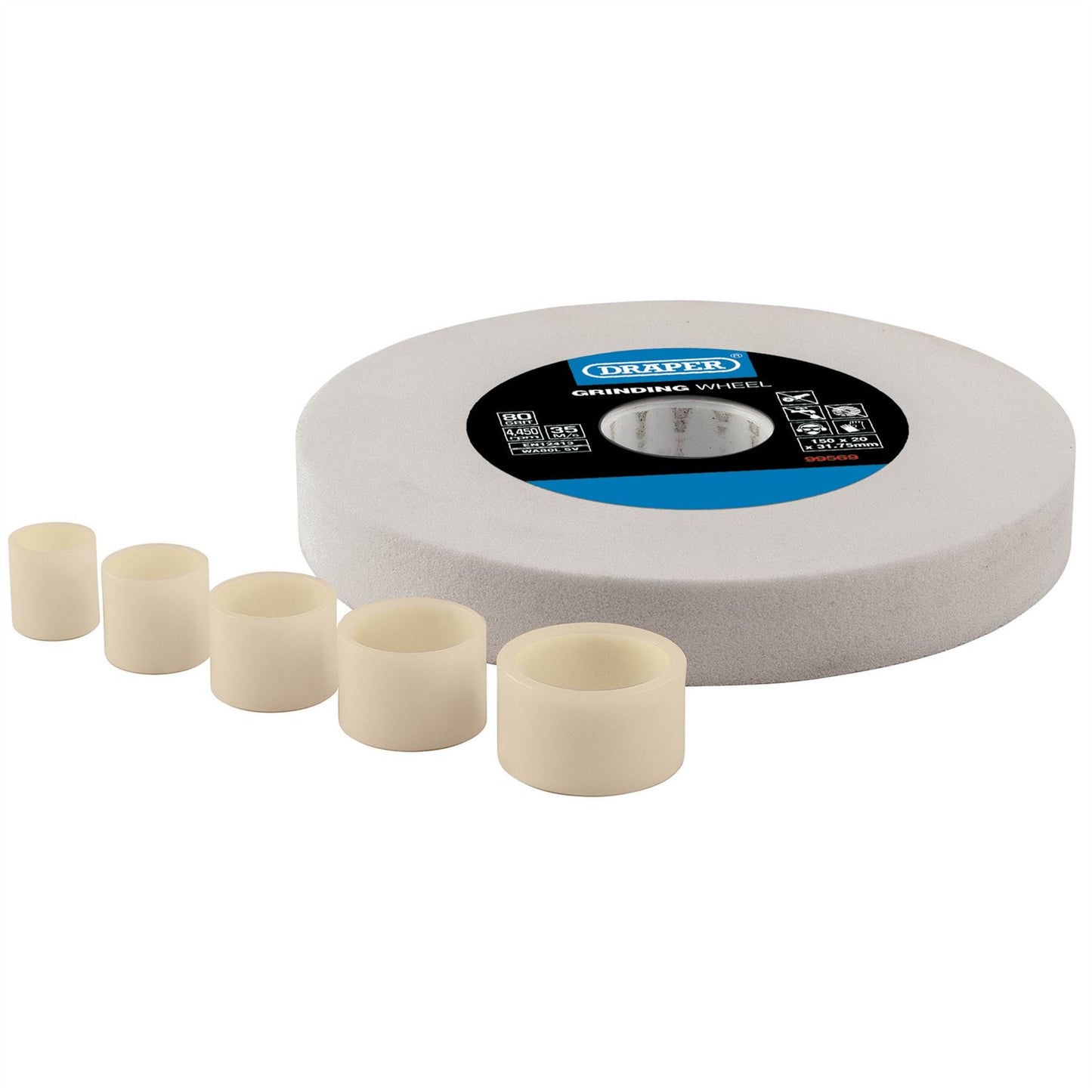 Draper 99569 Aluminium Oxide Bench Grinding Wheel 150 x 20mm 80 Grit White Draper